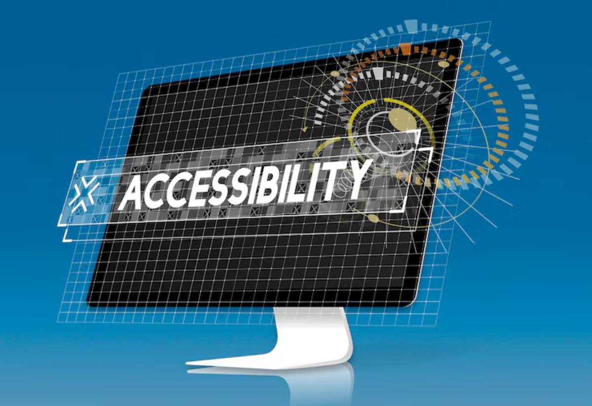 A computer monitor displays the word 