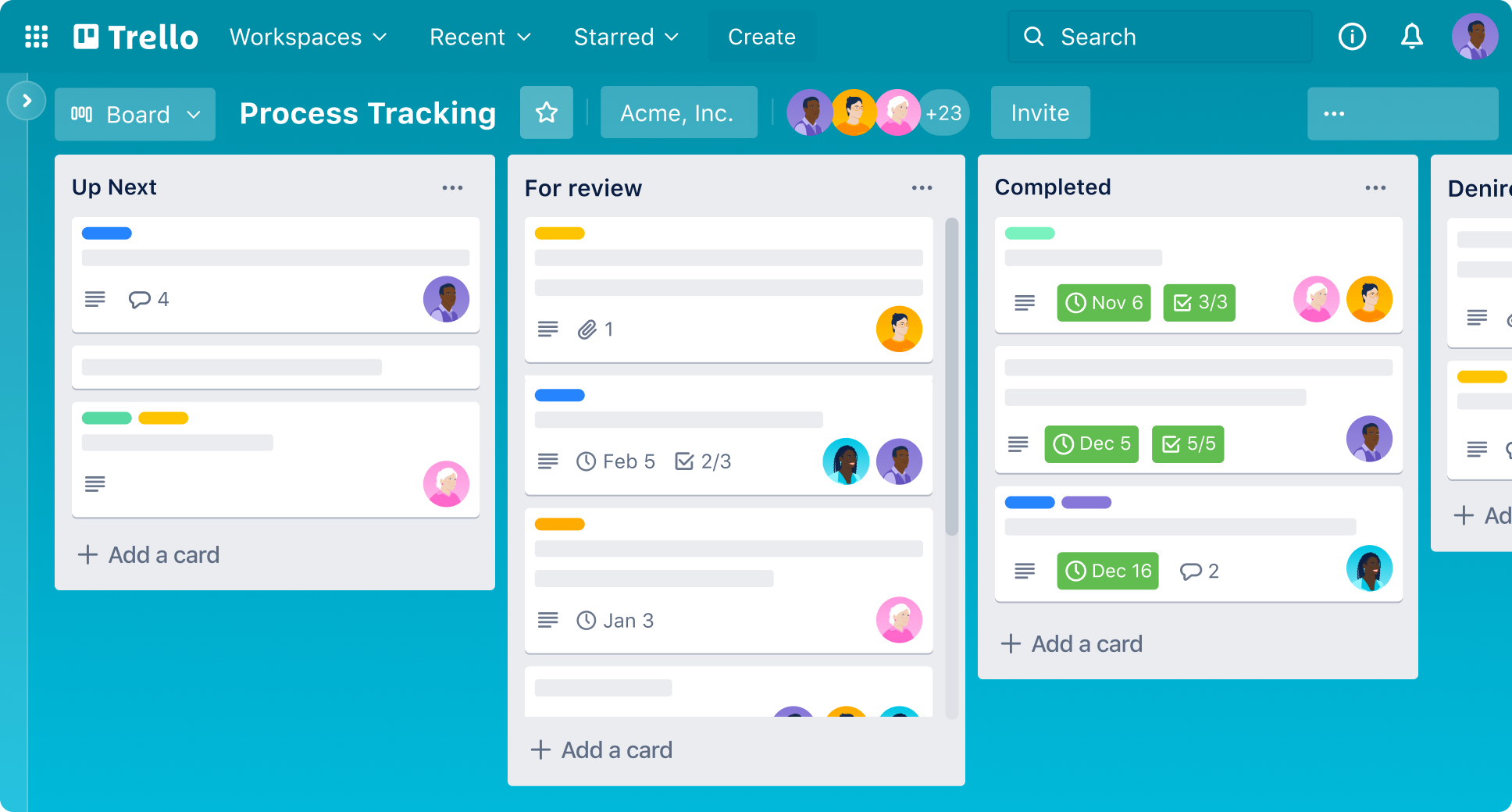trello dashboard page for desktop