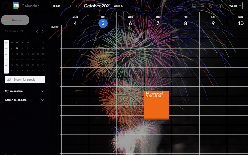 google calendar with custom background